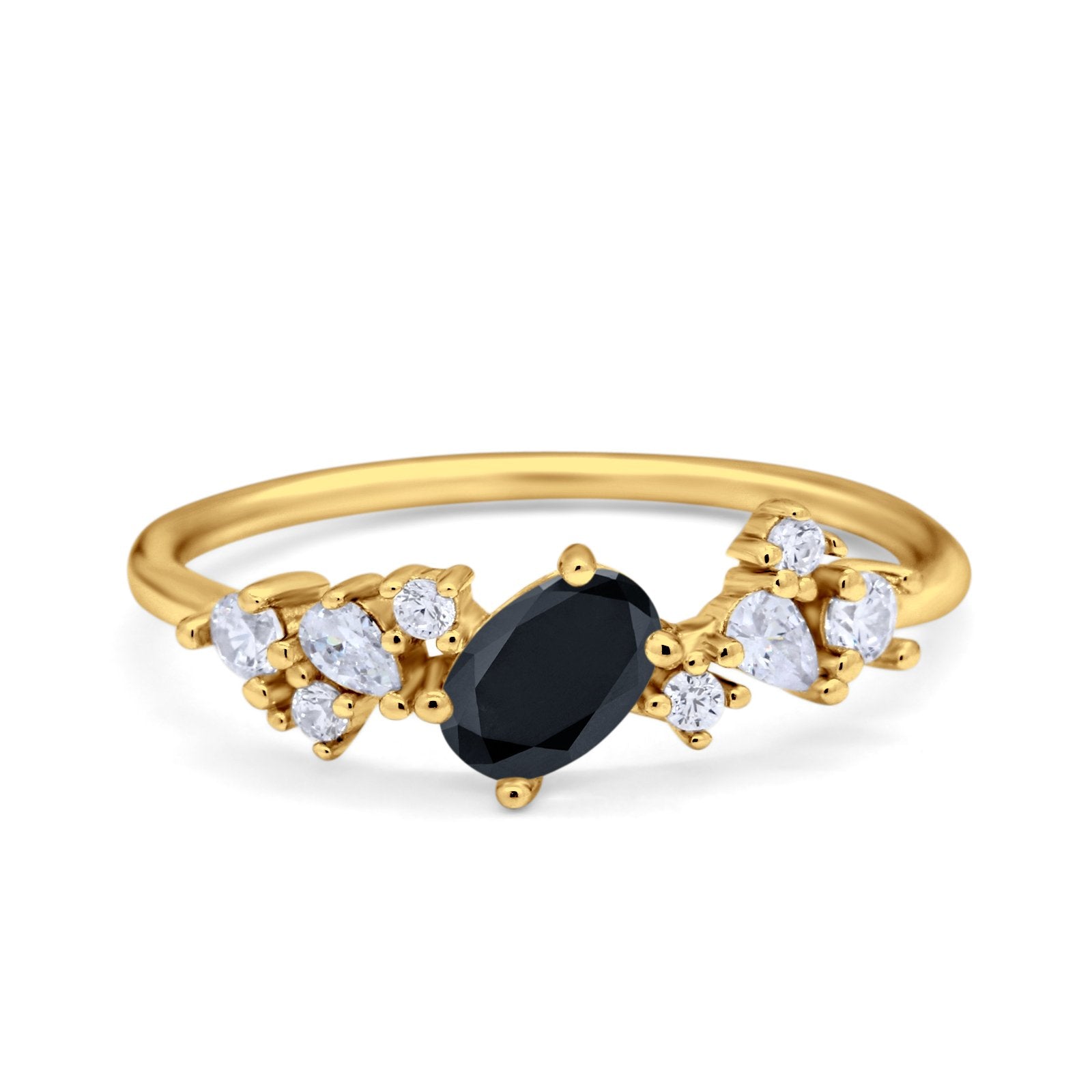 Art Deco Wedding Ring Oval Simulated Cubic Zirconia 925 Sterling Silver