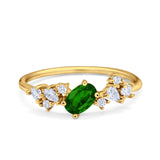 Art Deco Wedding Ring Oval Simulated Cubic Zirconia 925 Sterling Silver