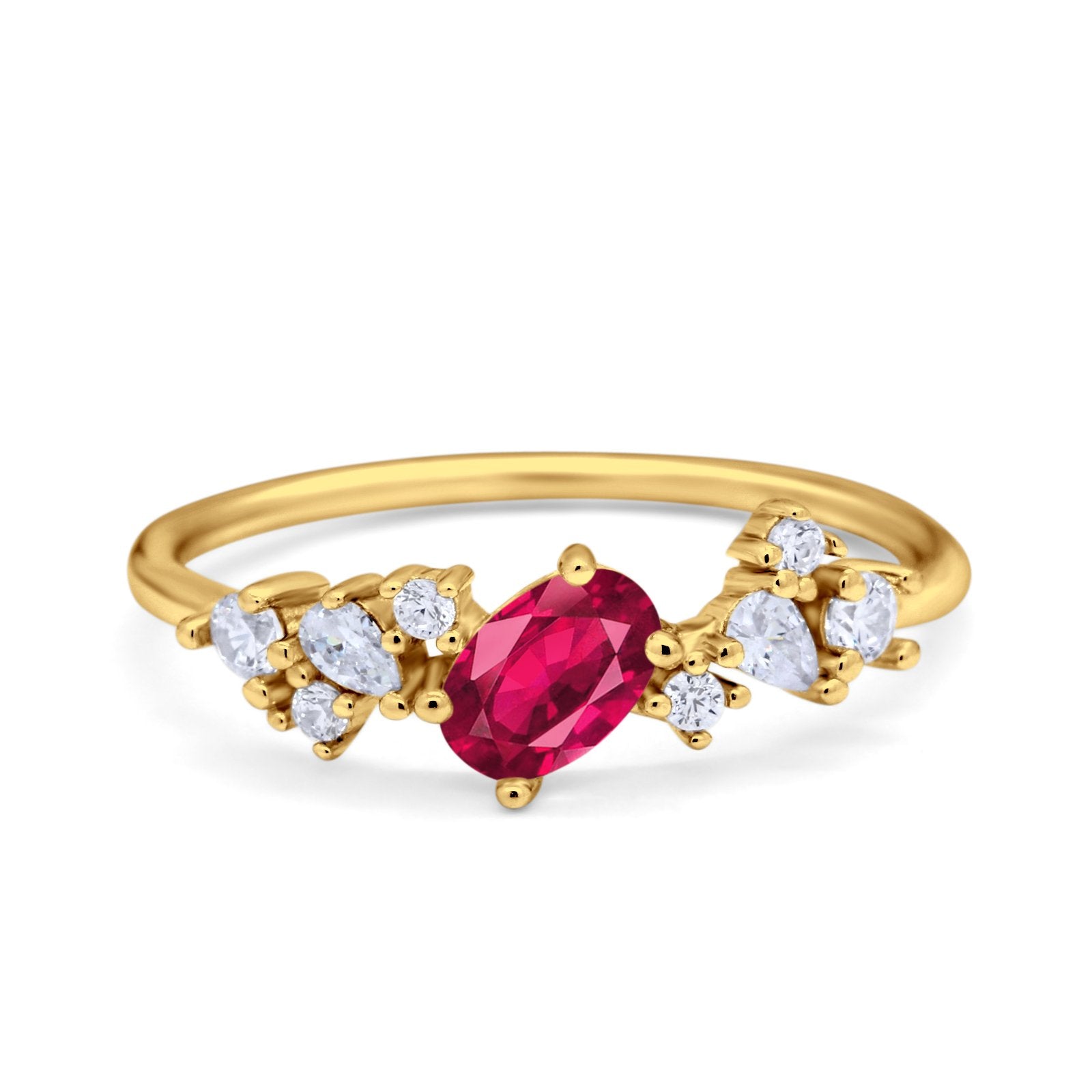 Art Deco Wedding Ring Oval Simulated Cubic Zirconia 925 Sterling Silver