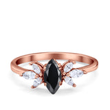 Art Deco Wedding Ring Marquise Simulated Cubic Zirconia 925 Sterling Silver