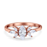 Art Deco Wedding Ring Marquise Simulated Cubic Zirconia 925 Sterling Silver