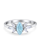 Art Deco Wedding Ring Marquise Simulated Cubic Zirconia 925 Sterling Silver