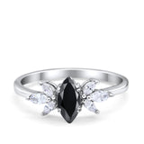 Art Deco Wedding Ring Marquise Simulated Cubic Zirconia 925 Sterling Silver