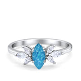 Art Deco Wedding Ring Marquise Simulated Cubic Zirconia 925 Sterling Silver