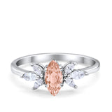 Art Deco Wedding Ring Marquise Simulated Cubic Zirconia 925 Sterling Silver