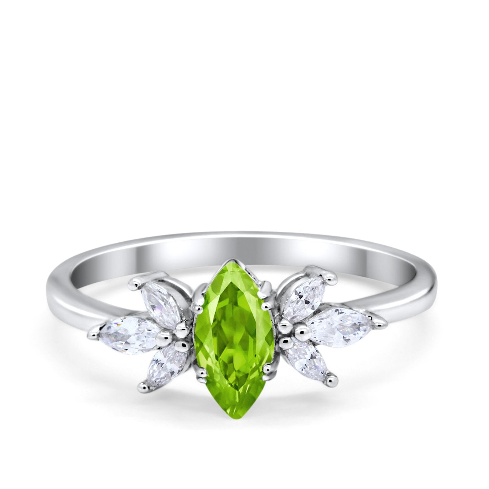 Art Deco Wedding Ring Marquise Simulated Cubic Zirconia 925 Sterling Silver