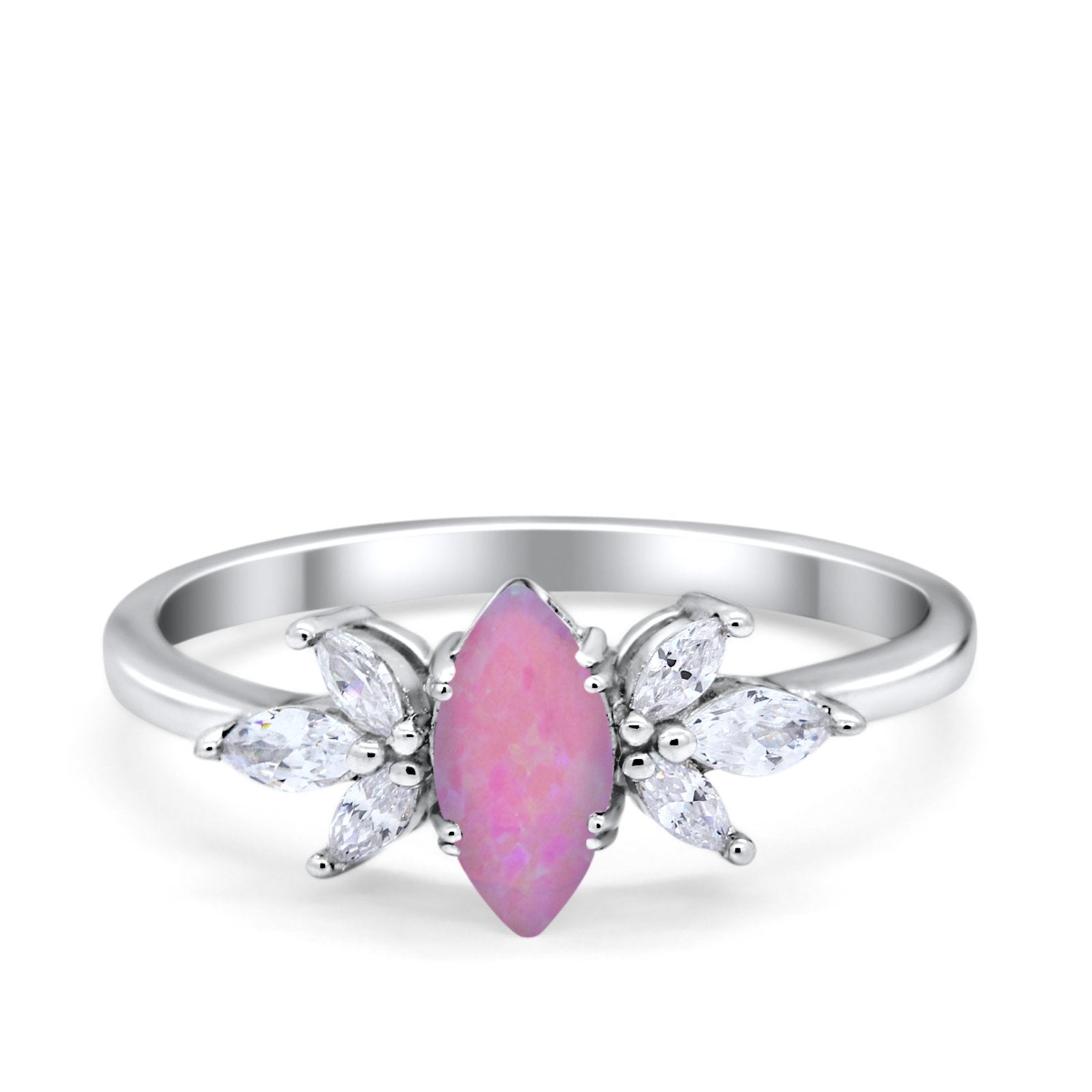 Art Deco Wedding Ring Marquise Simulated Cubic Zirconia 925 Sterling Silver