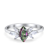 Art Deco Wedding Ring Marquise Simulated Cubic Zirconia 925 Sterling Silver