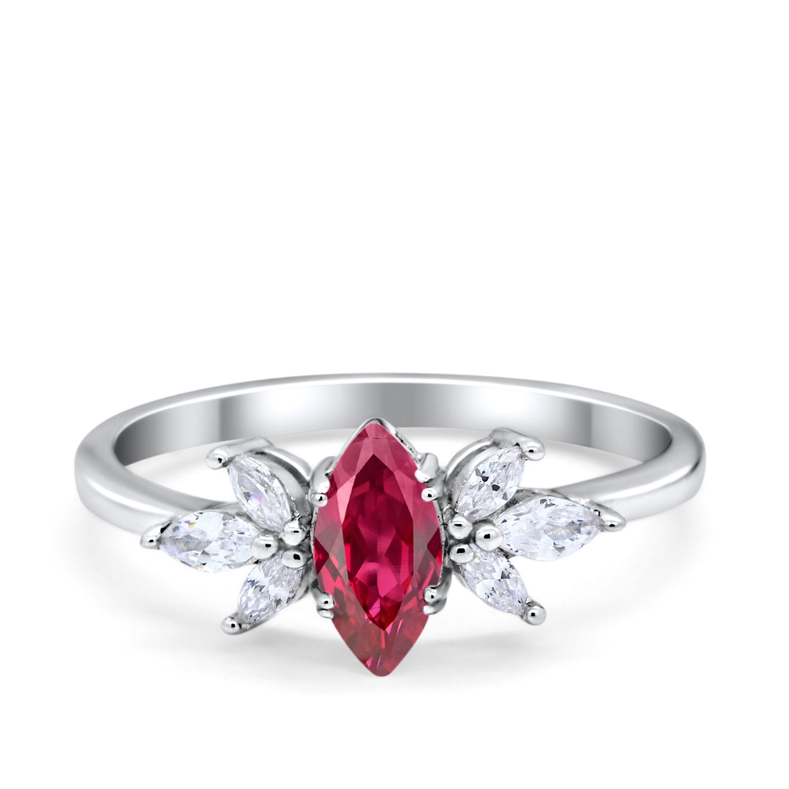 Art Deco Wedding Ring Marquise Simulated Cubic Zirconia 925 Sterling Silver