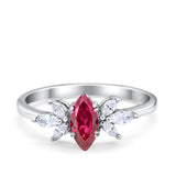 Art Deco Wedding Ring Marquise Simulated Cubic Zirconia 925 Sterling Silver