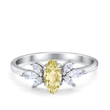 Art Deco Wedding Ring Marquise Simulated Cubic Zirconia 925 Sterling Silver