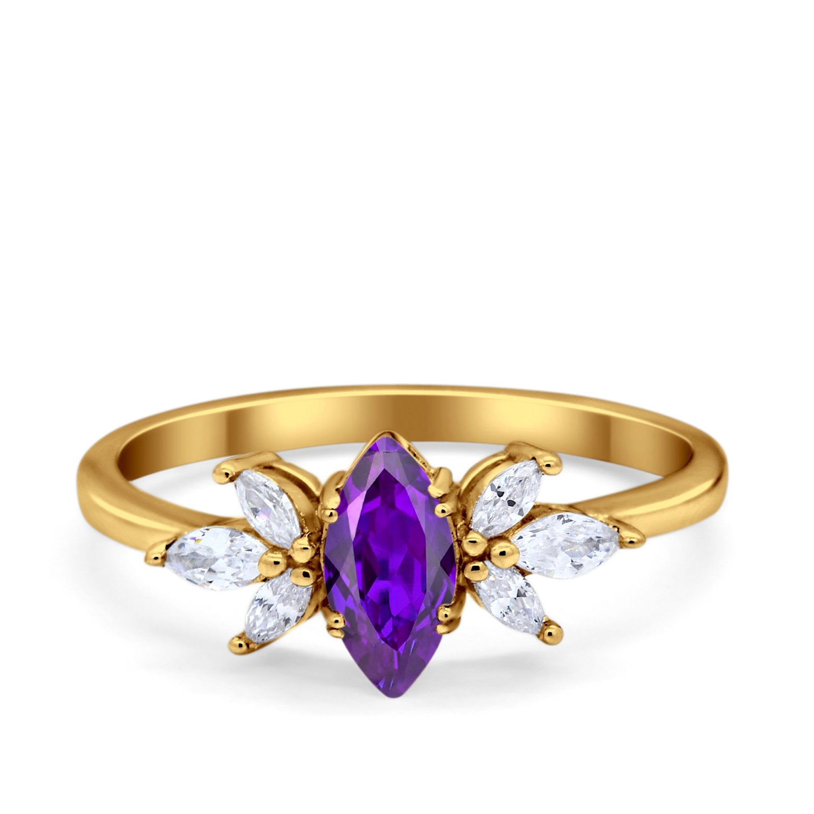 Art Deco Wedding Ring Marquise Simulated Cubic Zirconia 925 Sterling Silver