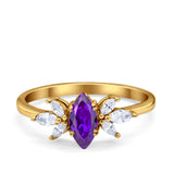 Art Deco Wedding Ring Marquise Simulated Cubic Zirconia 925 Sterling Silver