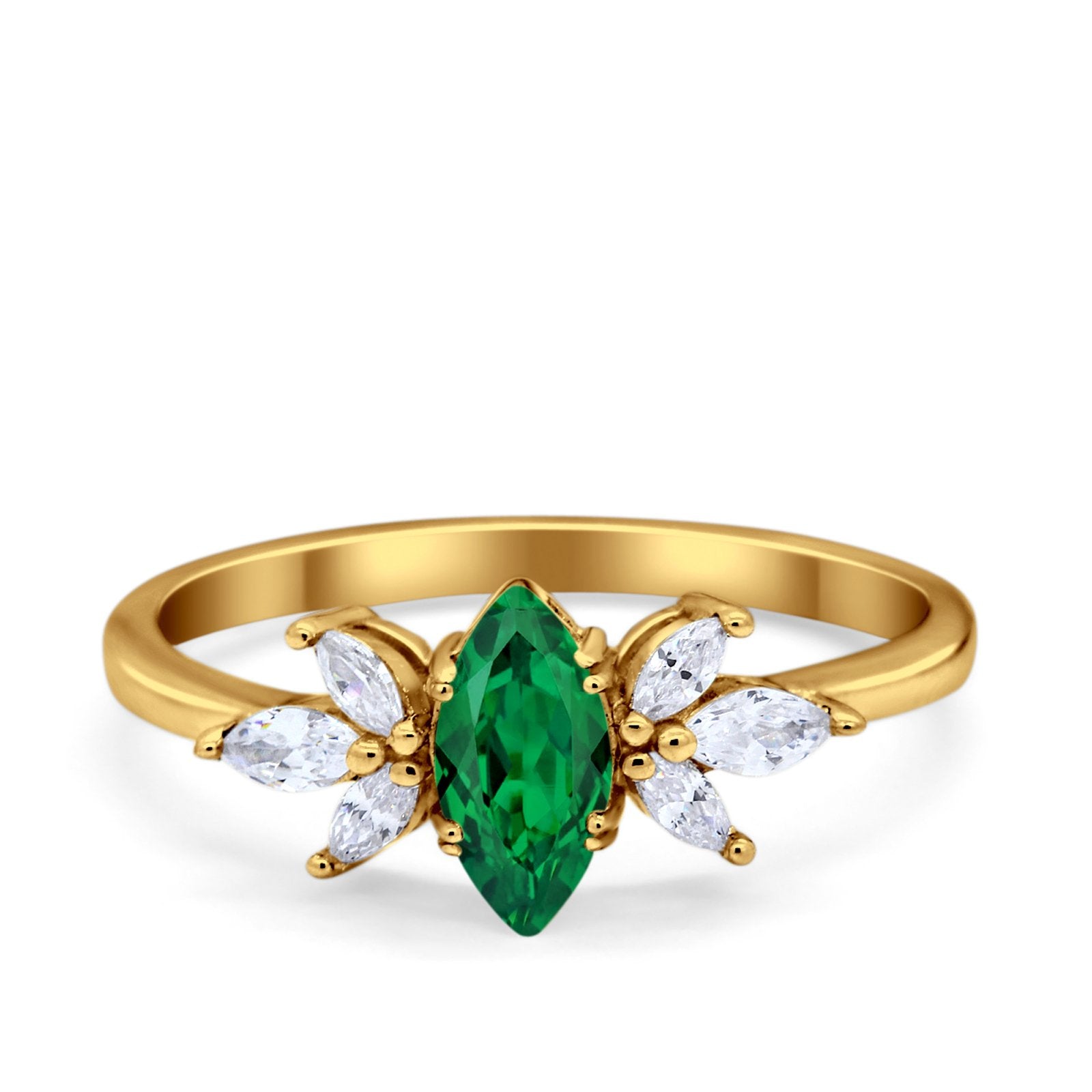 Art Deco Wedding Ring Marquise Simulated Cubic Zirconia 925 Sterling Silver