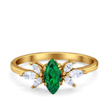 Art Deco Wedding Ring Marquise Simulated Cubic Zirconia 925 Sterling Silver