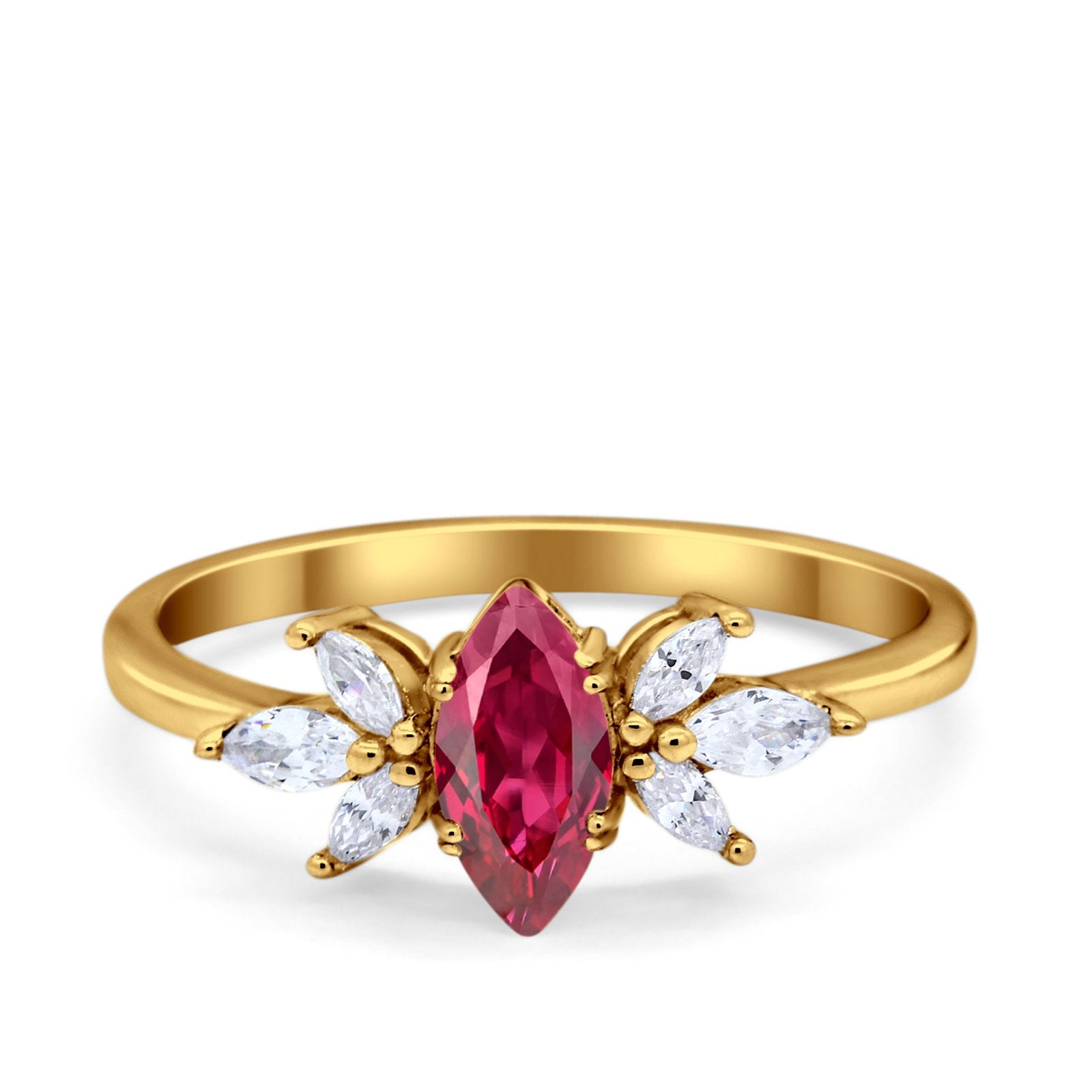 Art Deco Wedding Ring Marquise Simulated Cubic Zirconia 925 Sterling Silver