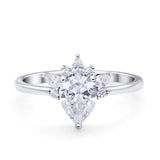 Art Deco Engagement Ring Pear Simulated Cubic Zirconia 925 Sterling Silver