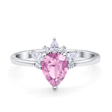 Art Deco Engagement Ring Pear Simulated Cubic Zirconia 925 Sterling Silver