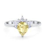 Art Deco Engagement Ring Pear Simulated Cubic Zirconia 925 Sterling Silver