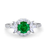 Halo Floral Wedding Ring Marquise Simulated Cubic Zirconia 925 Sterling Silver
