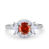 Halo Floral Wedding Ring Marquise Simulated Cubic Zirconia 925 Sterling Silver