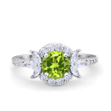 Halo Floral Wedding Ring Marquise Simulated Cubic Zirconia 925 Sterling Silver