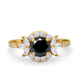 Halo Floral Wedding Ring Marquise Simulated Cubic Zirconia 925 Sterling Silver