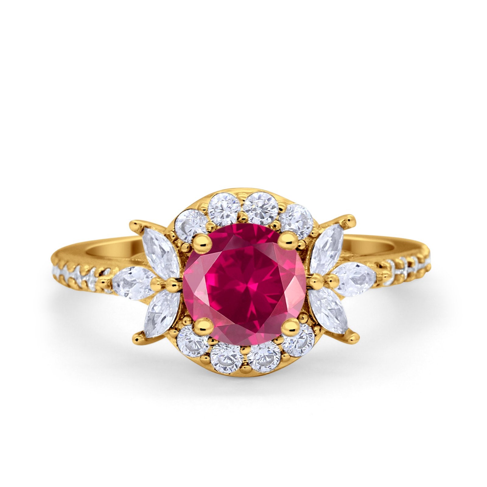 Halo Floral Wedding Ring Marquise Simulated Cubic Zirconia 925 Sterling Silver