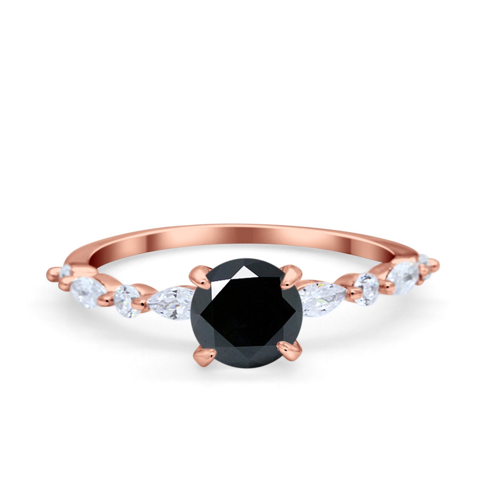 Art Deco Solitaire Wedding Ring Simulated Cubic Zirconia 925 Sterling Silver