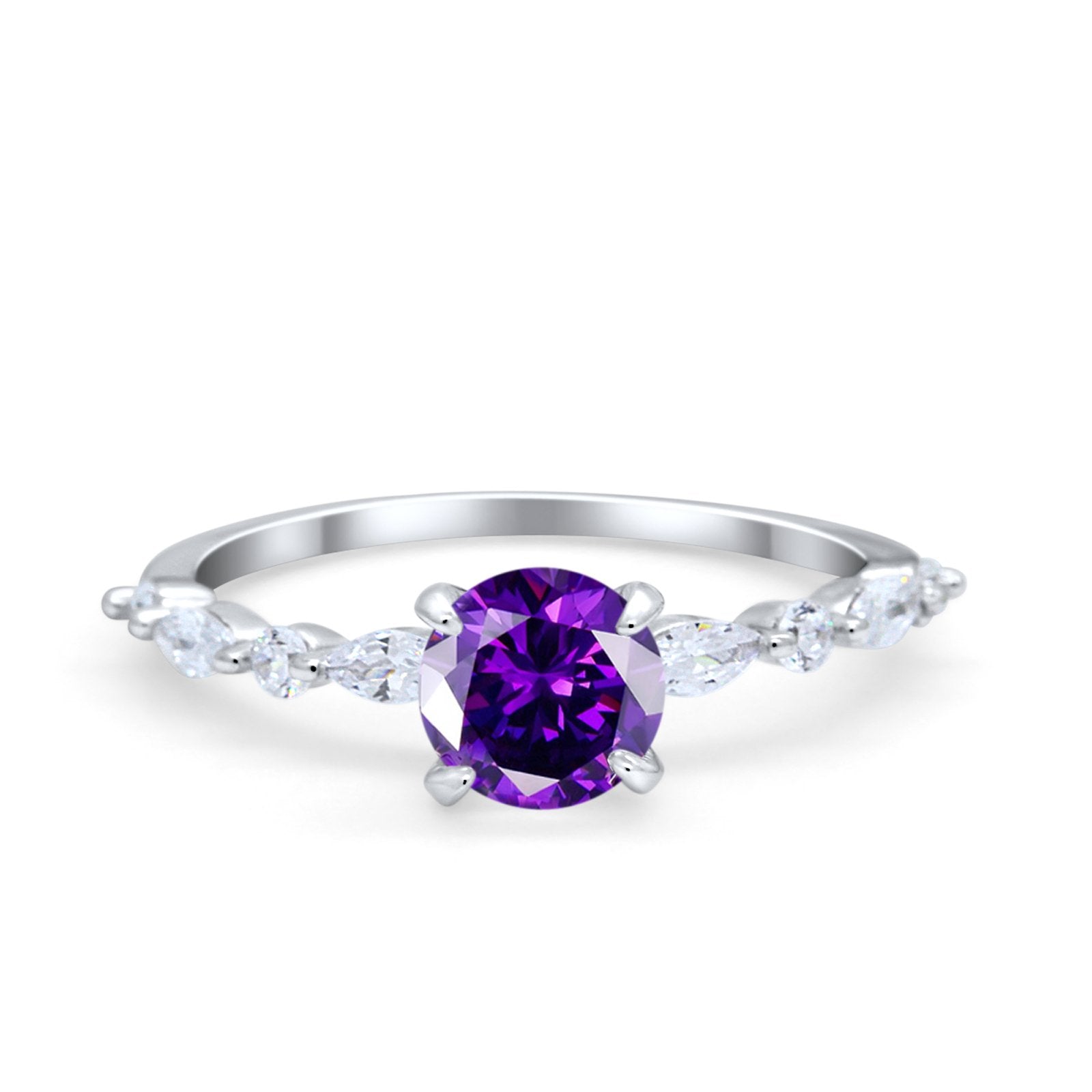 Art Deco Solitaire Wedding Ring Simulated Cubic Zirconia 925 Sterling Silver