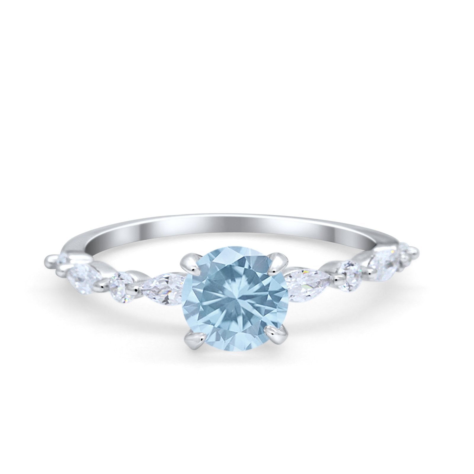 Art Deco Solitaire Wedding Ring Simulated Cubic Zirconia 925 Sterling Silver