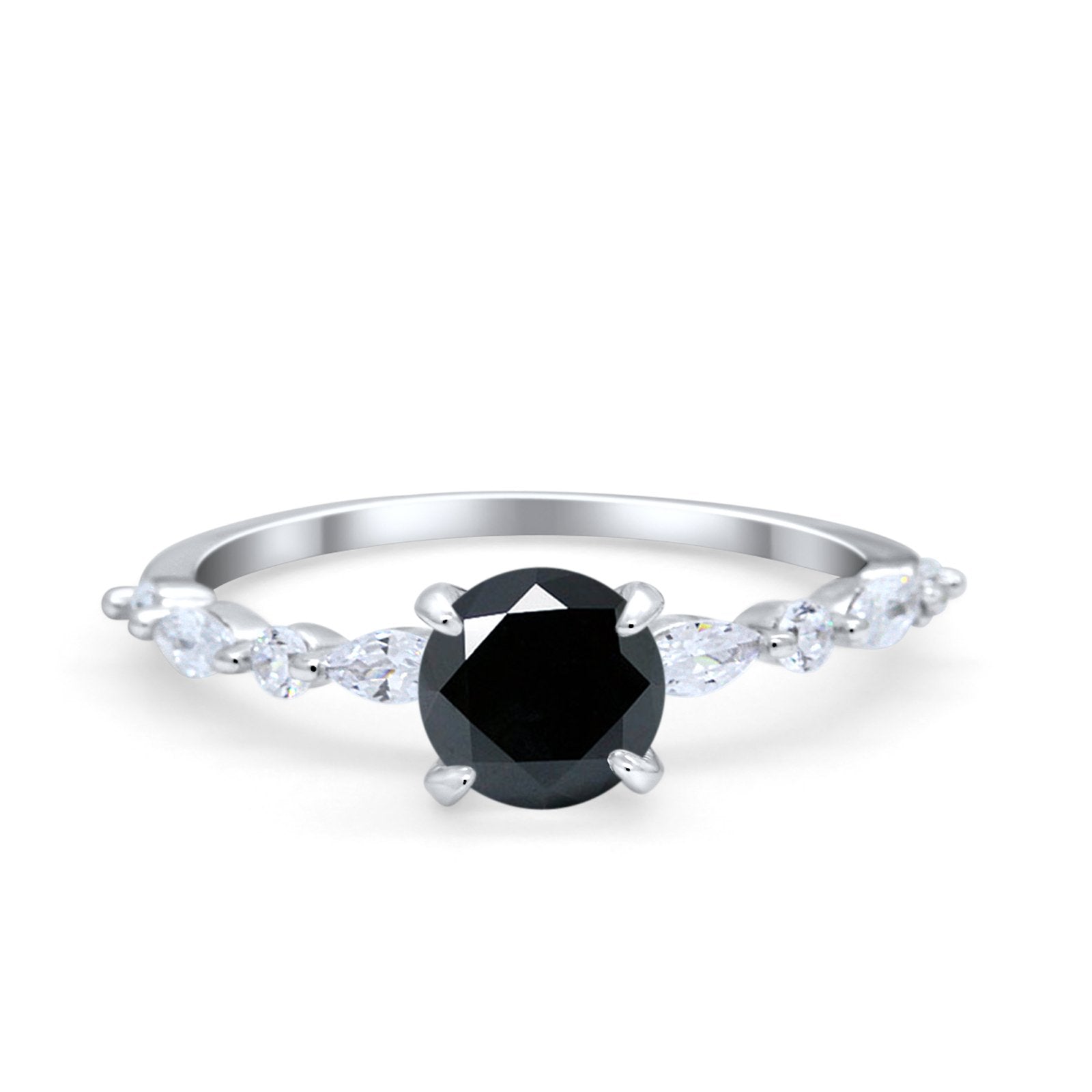 Art Deco Solitaire Wedding Ring Simulated Cubic Zirconia 925 Sterling Silver