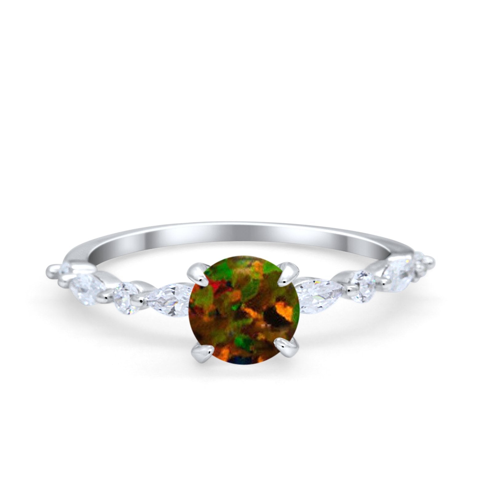 Art Deco Solitaire Wedding Ring Simulated Cubic Zirconia 925 Sterling Silver