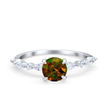 Art Deco Solitaire Wedding Ring Simulated Cubic Zirconia 925 Sterling Silver