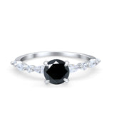 Art Deco Solitaire Wedding Ring Simulated Cubic Zirconia 925 Sterling Silver