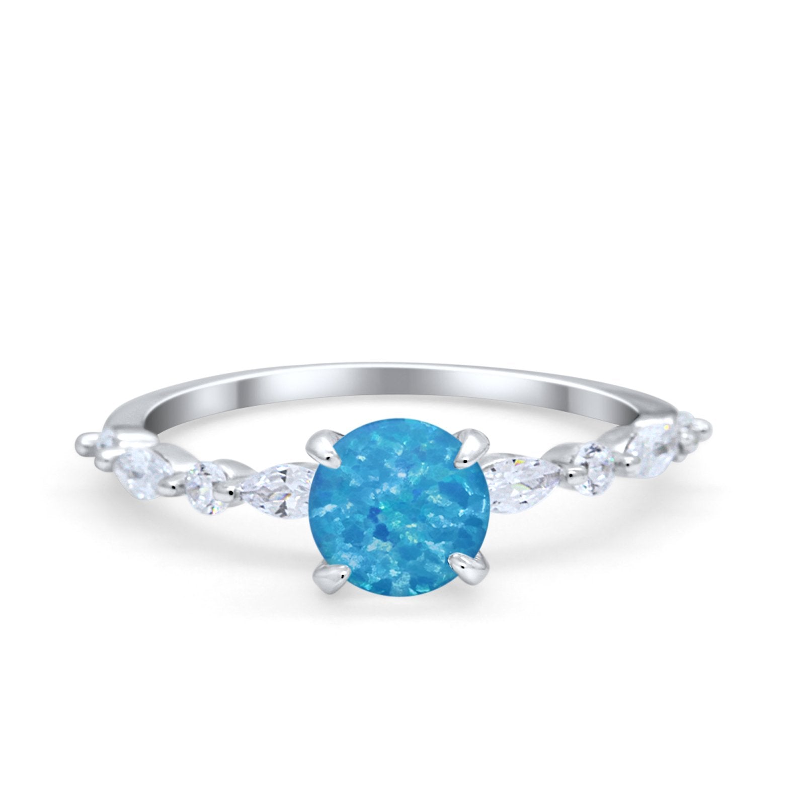 Art Deco Solitaire Wedding Ring Simulated Cubic Zirconia 925 Sterling Silver