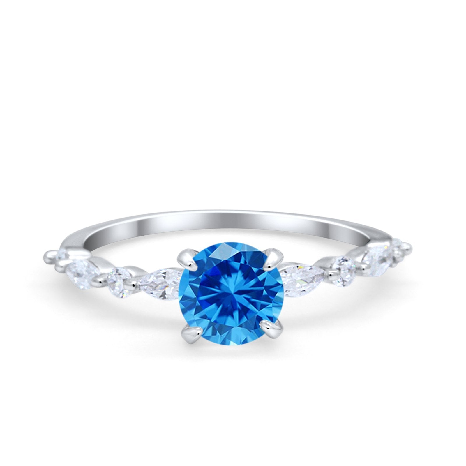 Art Deco Solitaire Wedding Ring Simulated Cubic Zirconia 925 Sterling Silver