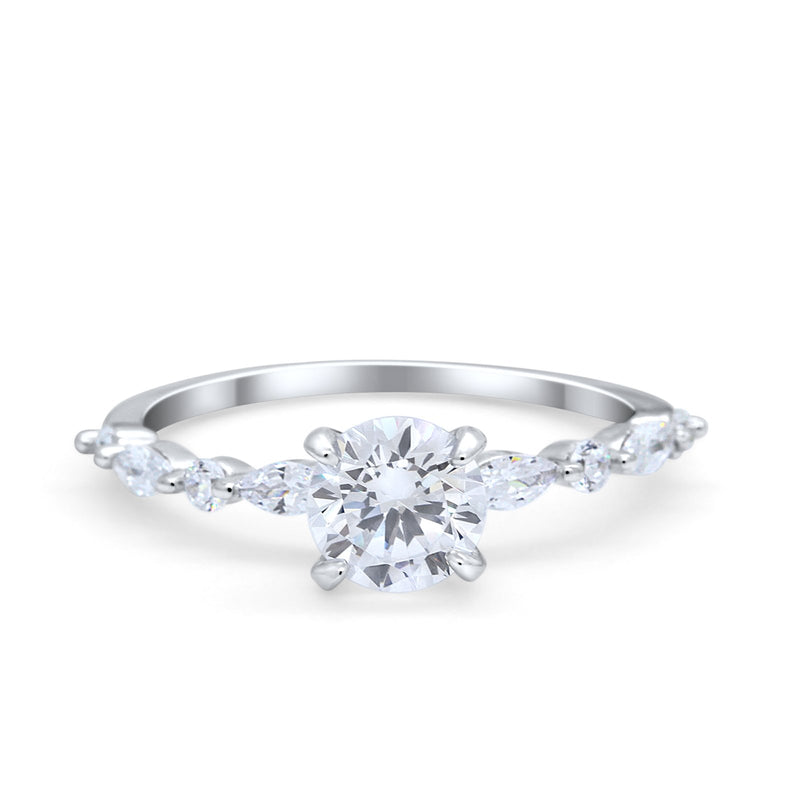 Art Deco Solitaire Wedding Ring Simulated Cubic Zirconia 925 Sterling Silver