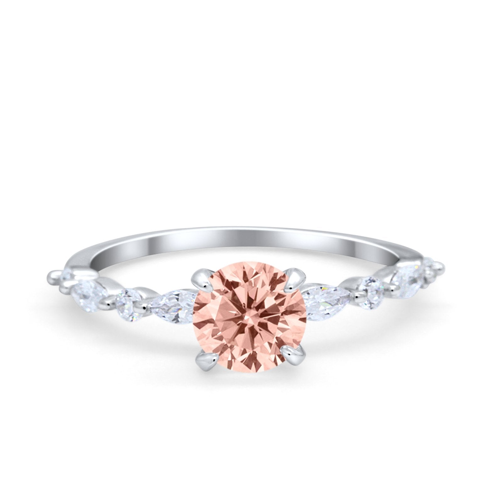 Art Deco Solitaire Wedding Ring Simulated Cubic Zirconia 925 Sterling Silver