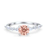 Art Deco Solitaire Wedding Ring Simulated Cubic Zirconia 925 Sterling Silver