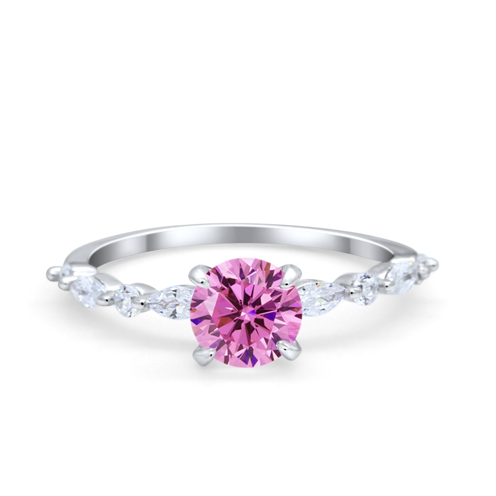 Art Deco Solitaire Wedding Ring Simulated Cubic Zirconia 925 Sterling Silver