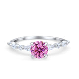 Art Deco Solitaire Wedding Ring Simulated Cubic Zirconia 925 Sterling Silver