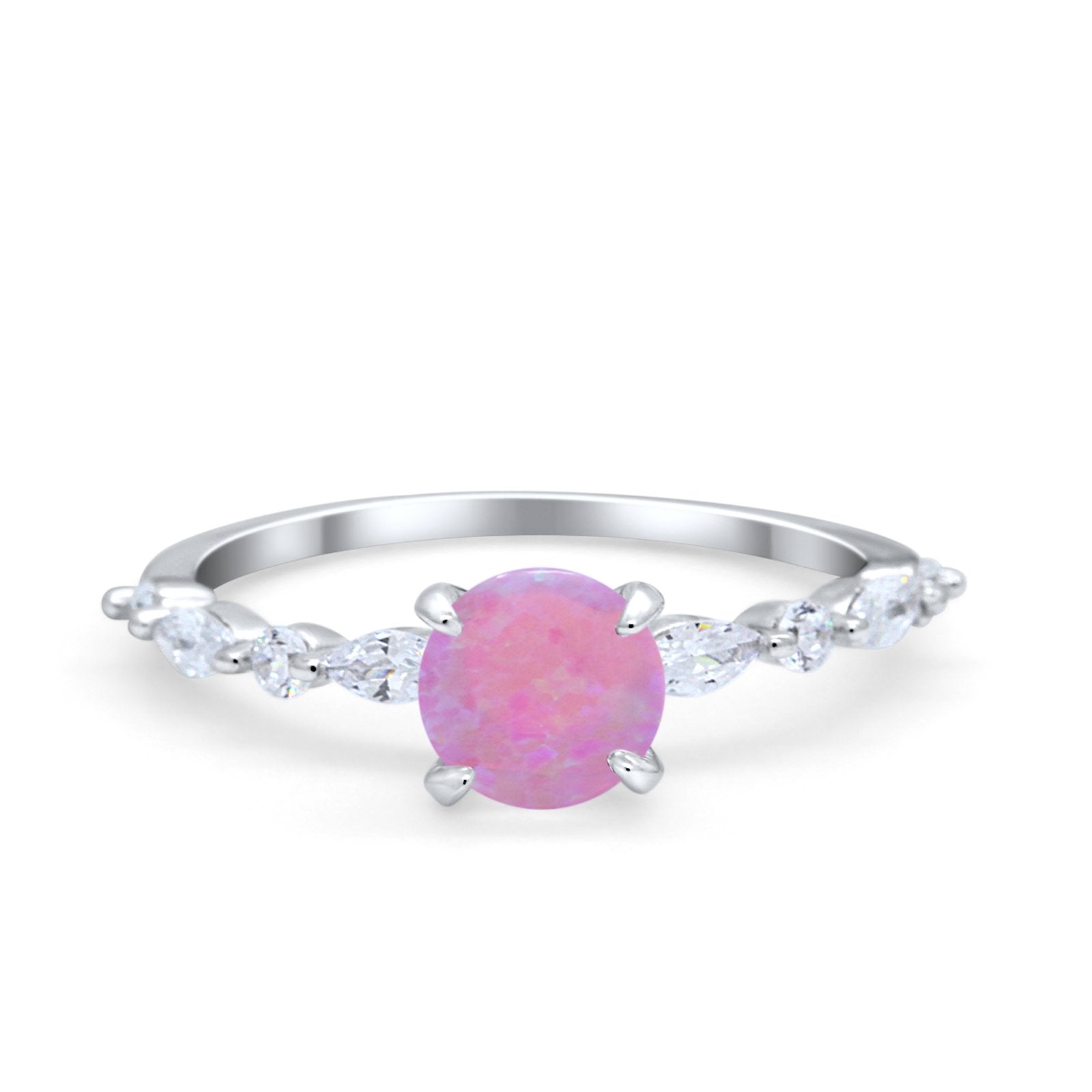 Art Deco Solitaire Wedding Ring Simulated Cubic Zirconia 925 Sterling Silver