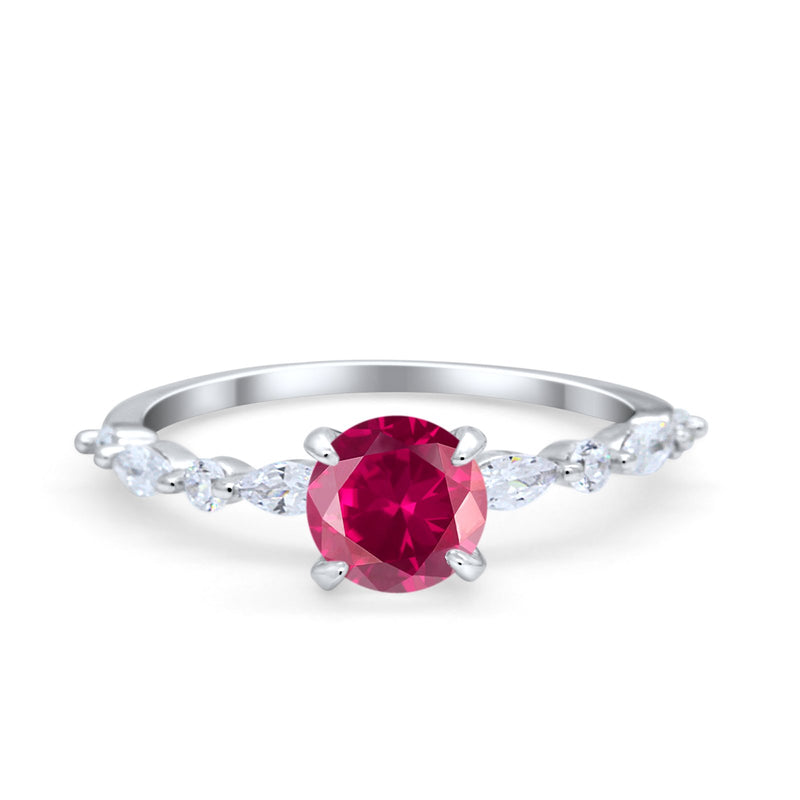 Art Deco Solitaire Wedding Ring Simulated Cubic Zirconia 925 Sterling Silver