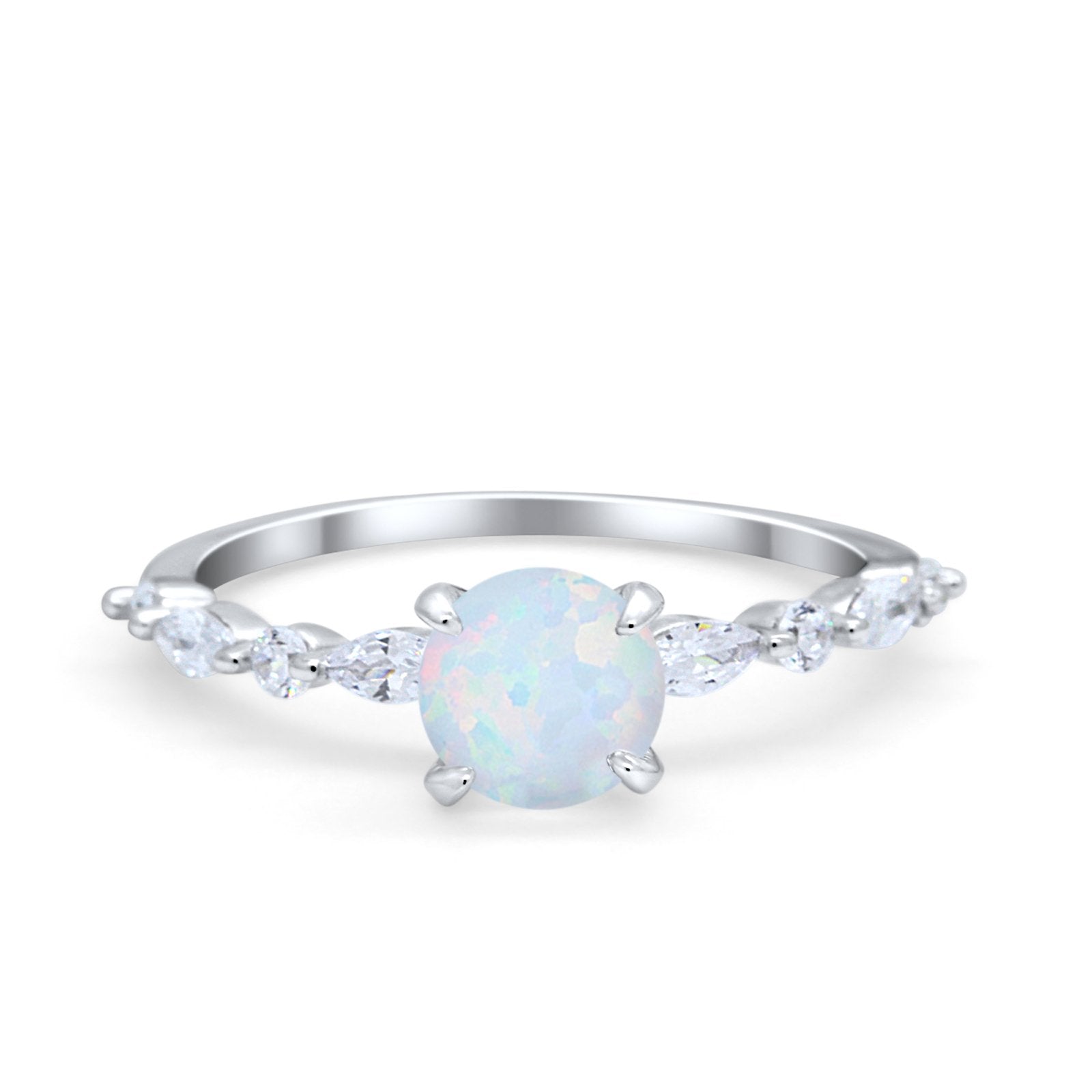 Art Deco Solitaire Wedding Ring Simulated Cubic Zirconia 925 Sterling Silver