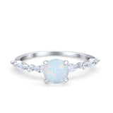 Art Deco Solitaire Wedding Ring Simulated Cubic Zirconia 925 Sterling Silver