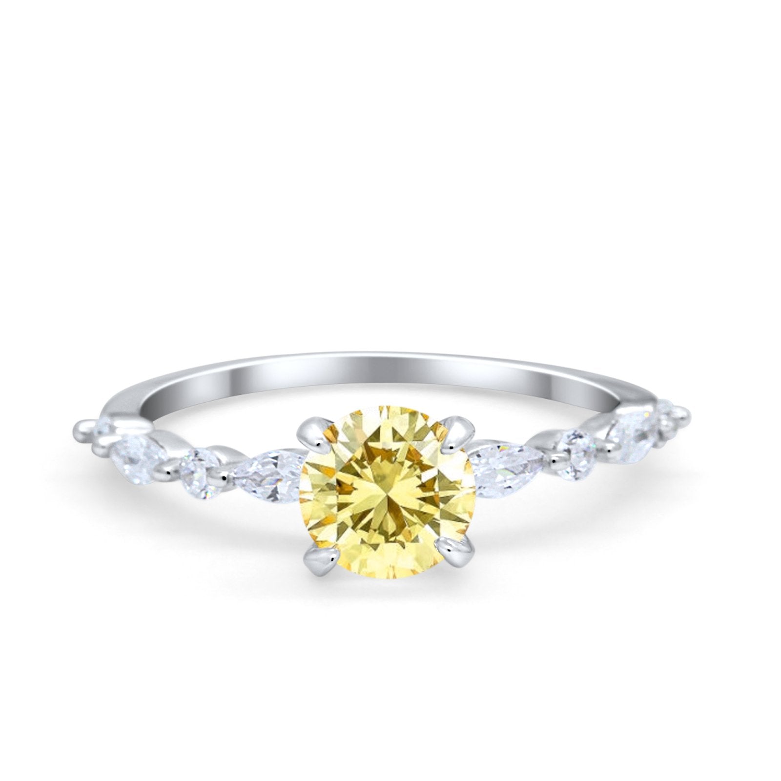 Art Deco Solitaire Wedding Ring Simulated Cubic Zirconia 925 Sterling Silver