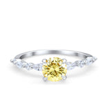 Art Deco Solitaire Wedding Ring Simulated Cubic Zirconia 925 Sterling Silver