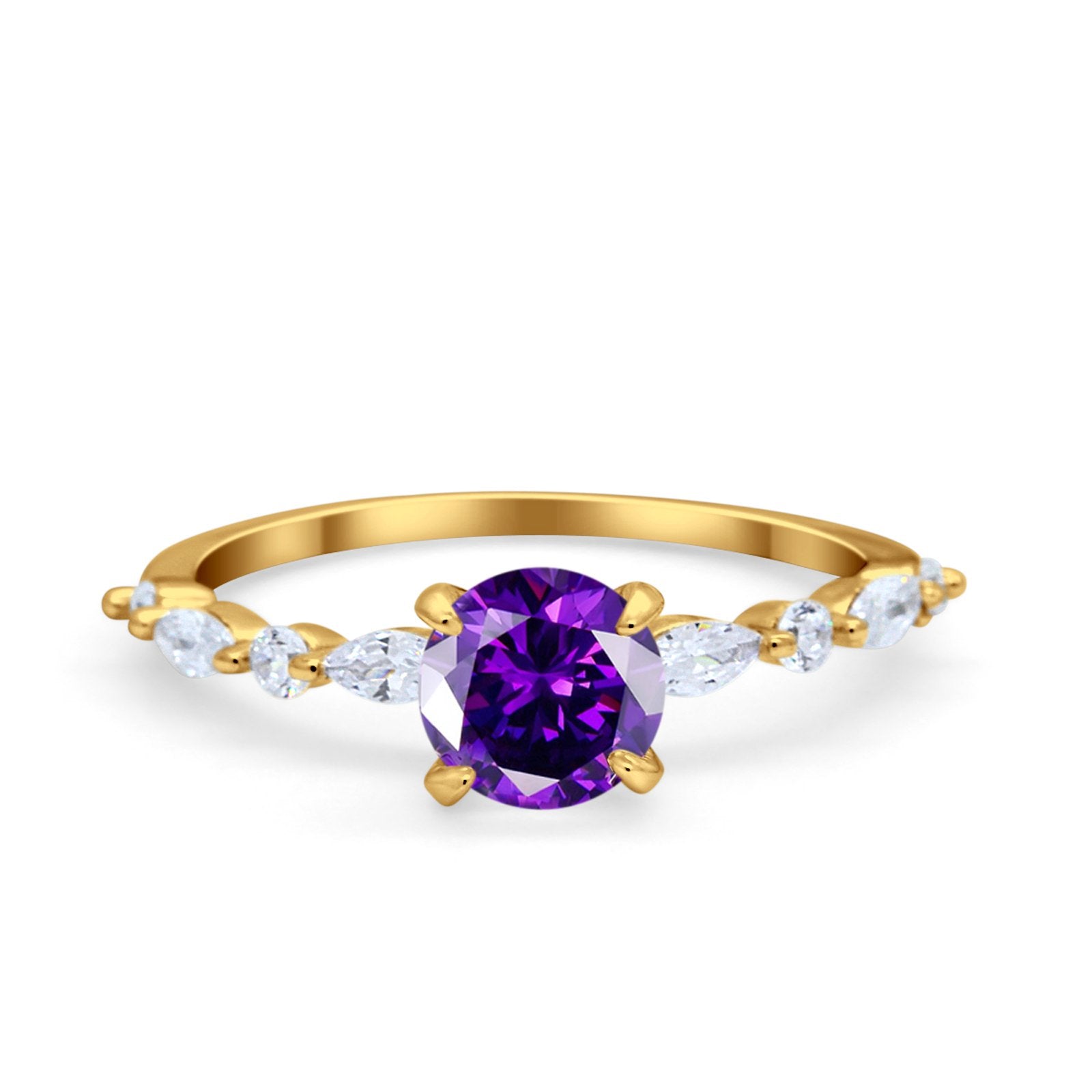 Art Deco Solitaire Wedding Ring Simulated Cubic Zirconia 925 Sterling Silver