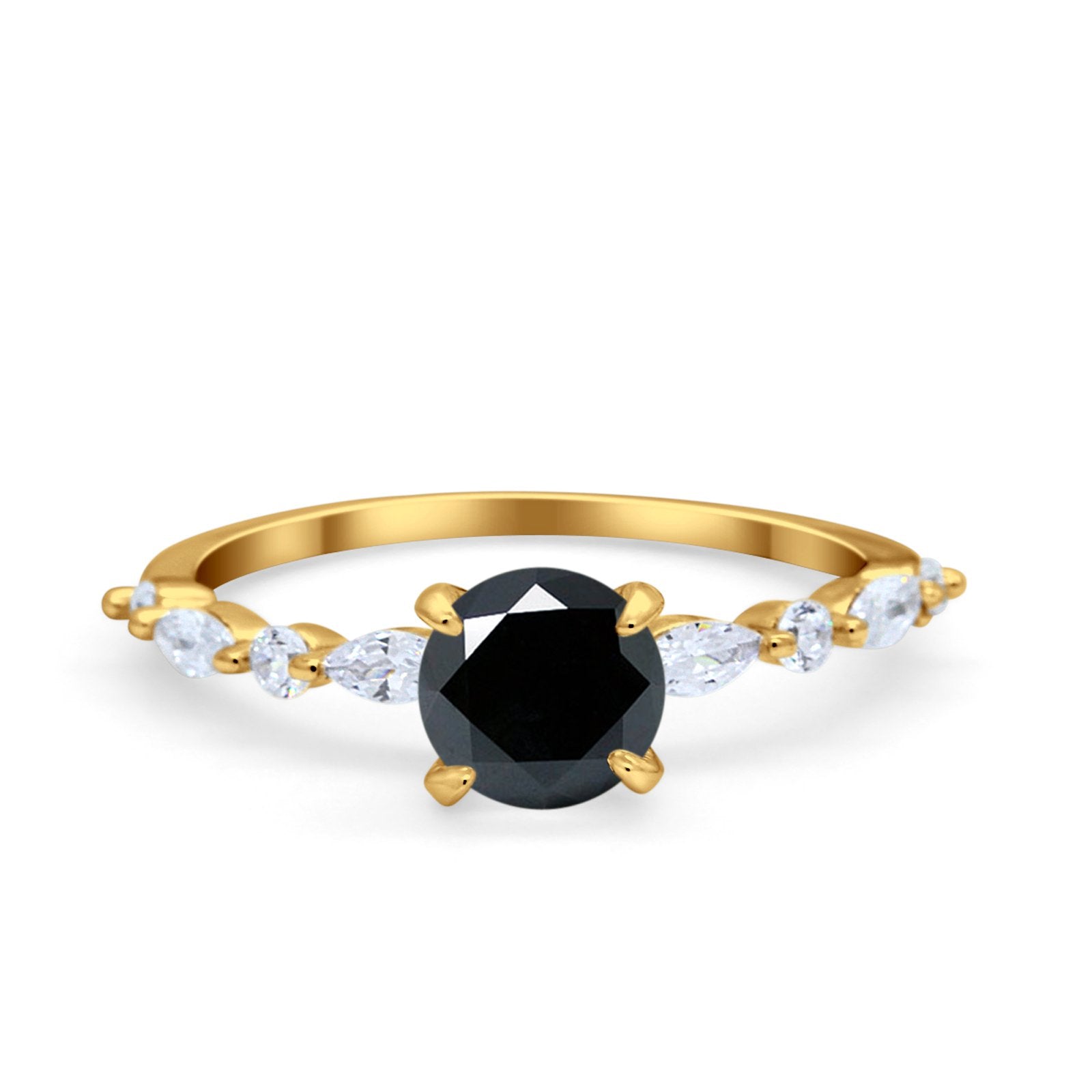 Art Deco Solitaire Wedding Ring Simulated Cubic Zirconia 925 Sterling Silver